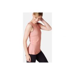 Koszulka bez rękawów Gym & Pilates 500 damska. Niebieskie koszulki damskie DOMYOS, xs, bez wzorów, z elastanu, bez kołnierzyka, bez rękawów. Za 19,99 zł.