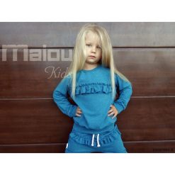Bluzy dziewczęce: Bluza Deep Blue Falbany