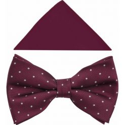 Bordowa muszka męska w białe kropki/groszki A372. Czerwone muszki męskie Modini Moda Męska, na co dzień, w grochy, z poliesteru, eleganckie. W wyprzedaży za 49,50 zł.