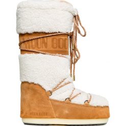 Buty MOON BOOT WOOL Biały|Brązowy. Brązowe śniegowce damskie marki Moon Boot, na imprezę, ze skóry, bez zapięcia. W wyprzedaży za 1190,00 zł.