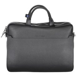 Torba w kolorze czarnym na laptopa. Czarne torby na laptopa Calvin Klein, w paski, ze skóry. W wyprzedaży za 599,95 zł.