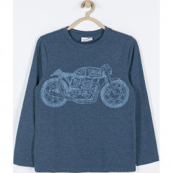 Koszulka. Niebieskie t-shirty chłopięce marki SPEEDWAY, z aplikacjami, z bawełny, z długim rękawem. Za 19,90 zł.