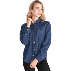Levi's Dori Western Koszula Niebieski. Niebieskie bluzki damskie Levi's®, s, bez wzorów, z bawełny, bez kołnierzyka, z długim rękawem. Za 395,95 zł.
