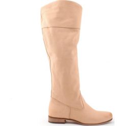 Wsuwane kozaki - skóra naturalna - model 125 - kolor beż. Szare kozaki damskie Zapato, na lato, z jeansu, eleganckie, na wysokim obcasie, na płaskiej podeszwie, bez zapięcia. W wyprzedaży za 366,75 zł.