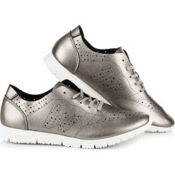 Trampki damskie slip on: Srebrne tenisówki DOMINIQUE