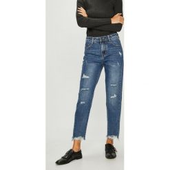 Answear - Jeansy. Niebieskie boyfriendy damskie ANSWEAR, z bawełny, z podwyższonym stanem. W wyprzedaży za 99,90 zł.
