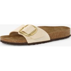 Birkenstock - Sandały damskie z dodatkiem skóry – Madrid Big Buckle, beżowy. Brązowe sandały damskie Birkenstock, w paski, ze skóry, klasyczne, bez obcasa, na szpilce, z paskami. Za 329,95 zł.