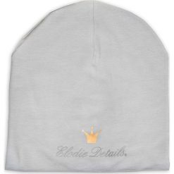 Czapka beanie w kolorze szarym. Szare czapeczki niemowlęce Elodie Details, w paski, z materiału. W wyprzedaży za 42,95 zł.