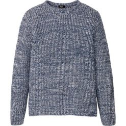 Sweter melanżowy w prążek bonprix indygo. Niebieskie swetry męskie bonprix, s, w prążki, z okrągłym kołnierzem. Za 99,99 zł.