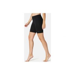 Legginsy krótkie slim Gym & Pilates FIT+500 damskie. Czarne legginsy damskie NYAMBA, l, bez wzorów, z elastanu. Za 24,99 zł.