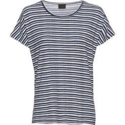 Shirt bonprix biało-ciemnoniebieski w paski. Niebieskie bluzki damskie bonprix, w paski, z okrągłym kołnierzem, z krótkim rękawem. Za 29,99 zł.