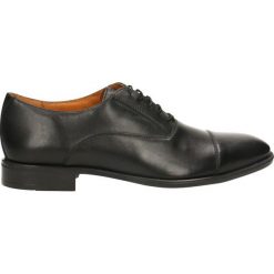 Półbuty RUDI. Czarne buty wizytowe męskie Gino Rossi, bez wzorów, ze skóry, eleganckie, na sznurówki. Za 469,90 zł.