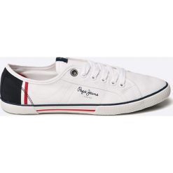 Pepe Jeans - Tenisówki. Białe trampki męskie Pepe Jeans, bez wzorów, z jeansu, na sznurówki. W wyprzedaży za 159,90 zł.