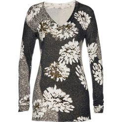 Sweter w kwiaty bonprix beżowoszaro-czarny. Szare swetry klasyczne damskie bonprix. Za 109,99 zł.