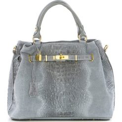 Torebki klasyczne damskie: Skórzana torebka w kolorze szarym – 33 x 28 x 17 cm