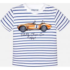 Mayoral - T-shirt dziecięcy 68-98 cm. Szare t-shirty męskie marki Mayoral, z nadrukiem, z bawełny, z okrągłym kołnierzem. Za 59,90 zł.