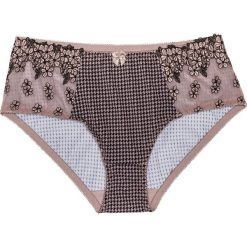 Figi "maxi" bonprix jasny brunatny - czarny z nadrukiem. Szare majtki damskie bonprix. Za 29,99 zł.