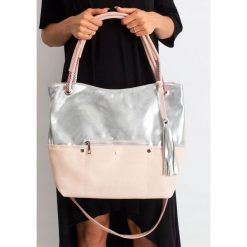 Torebka damska skóra eko shopper bag torba worek. Torby damskie na zakupy ROVICKY, w paski, z jeansu, eleganckie, na ramię, duże, bez dodatków. Za 79,90 zł.