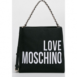 Love Moschino - Torebka. Czarne torebki klasyczne damskie Love Moschino, w paski, z materiału, casualowe, na ramię, bez dodatków. W wyprzedaży za 579,90 zł.
