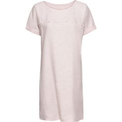 Sukienka lniana z perełkami bonprix jasnoróżowy. Różowe sukienki damskie bonprix, z aplikacjami, bez kołnierzyka, z krótkim rękawem, krótkie, mini. Za 149,99 zł.