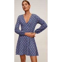 Mango - Sukienka Lolo. Niebieskie sukienki damskie Mango, na co dzień, xl, w kwiaty, z elastanu, casualowe, z okrągłym kołnierzem, z długim rękawem, długie, mini, proste. W wyprzedaży za 69,90 zł.
