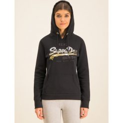 Bluza Superdry V Logo Ombre Sequin Entry W2000108A. Czarne bluzy damskie Superdry, bez wzorów, z bawełny, bez rękawów, bez kaptura. W wyprzedaży za 249,00 zł.