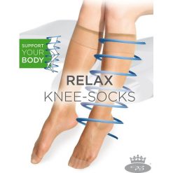 Nylonowe prozdrowotne podkolanówki Relax. Szare podkolanówki damskie Boma, bez wzorów, z elastanu. Za 8,09 zł.