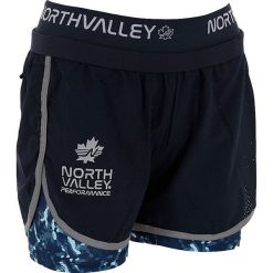 Szorty w kolorze czarno-niebieskim do biegania. Niebieskie spodenki sportowe męskie Northvalley, xl, bez wzorów, z materiału, do biegania. W wyprzedaży za 69,95 zł.