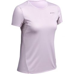 Koszulka turystyczna z krótkim rękawem - MH100 - damska. Brązowe koszulki damskie QUECHUA, xs, bez wzorów, z elastanu, bez kołnierzyka. Za 19,99 zł.