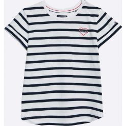 Tommy Hilfiger - Top dziecięcy 122-176 cm. Niebieskie topy damskie TOMMY HILFIGER, bez wzorów, z bawełny, z okrągłym kołnierzem, z krótkim rękawem, krótkie, bez kaptura. W wyprzedaży za 99,90 zł.