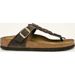 Birkenstock - Japonki skórzane Gizeh Braided. Pomarańczowe klapki damskie Birkenstock, bez wzorów, ze skóry, bez obcasa, na obcasie. W wyprzedaży za 329,90 zł.