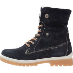 Tamaris Botki sznurowane navy. Niebieskie buty zimowe damskie marki Tamaris, z materiału, na sznurówki. W wyprzedaży za 271,20 zł.
