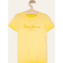 Pepe Jeans - T-shirt dziecięcy Bastian 128-180 cm. Żółte t-shirty chłopięce Pepe Jeans, z nadrukiem, z bawełny, bez rękawów. W wyprzedaży za 69,90 zł.