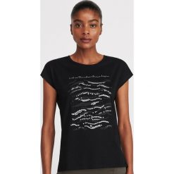 T-shirt z cekinami - Czarny. Czarne t-shirty damskie Reserved, s, bez wzorów, bez kołnierzyka. Za 39,99 zł.