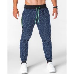 Spodnie męskie dresowe P643 - granatowe. Niebieskie spodnie męskie Ombre Clothing, s, bez wzorów, z bawełny. Za 29,00 zł.