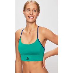 Reebok - Biustonosz sportowy. Zielone biustonosze sportowe damskie Reebok, l, bez wzorów, z elastanu. Za 89,90 zł.