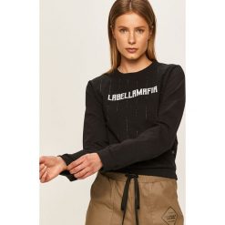 LaBellaMafia - Bluza. Czarne bluzy damskie LABELLAMAFIA, s, z nadrukiem, z elastanu, bez rękawów, bez kaptura. Za 199,90 zł.