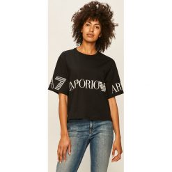 EA7 Emporio Armani - T-shirt. Białe bluzki damskie EA7 Emporio Armani, s, z nadrukiem, z elastanu, z okrągłym kołnierzem. W wyprzedaży za 259,90 zł.