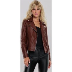 Brązowa Ramoneska Brylee. Pomarańczowe kurtki damskie other, xl, bez wzorów, bez kaptura. Za 229,99 zł.