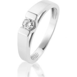 Wyjątkowy Pierścionek Złoty - złoto 585, Brylant 0,13ct. Żółte pierścionki damskie W.KRUK, z brylantem, złote. Za 2590,00 zł.