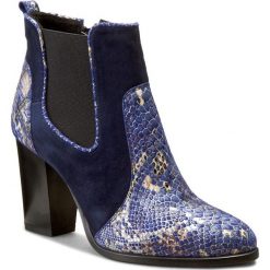 Botki BALDACCINI - 760100-G Granat Kroks/Zamsz. Niebieskie botki damskie na obcasie Baldaccini, z lakierowanej skóry. W wyprzedaży za 279,00 zł.