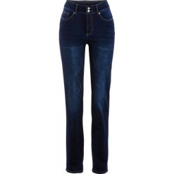 Dżinsy "push up" z wygodnym paskiem STRAIGHT bonprix ciemny denim. Czarne jeansy damskie bonprix. Za 109,99 zł.