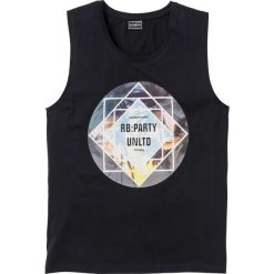 Koszulka tank-top z nadrukiem Slim Fit bonprix czarny. Czarne koszulki męskie bonprix, s, z nadrukiem, z okrągłym kołnierzem, bez rękawów. Za 24,99 zł.