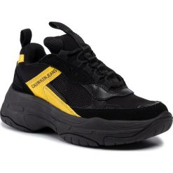 Sneakersy CALVIN KLEIN JEANS - Maya B4R0449 Black/Cyber Yellow. Czarne półbuty damskie Calvin Klein Jeans, bez wzorów, z jeansu, bez obcasa, na płaskiej podeszwie, bez zapięcia. Za 569,00 zł.