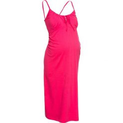 Koszula nocna do karmienia, na cienkich ramiączkach bonprix różowy hibiskus. Różowe koszule nocne ciążowe bonprix, bez wzorów, ze skóry, bez kołnierzyka, bez rękawów. Za 59,99 zł.