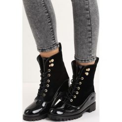 Czarne Botki Big City Life. Czarne workery damskie Born2be, z weluru, militarne, na niskim obcasie, na sznurówki. Za 59,99 zł.