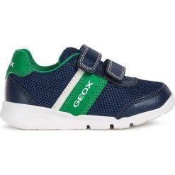Geox - Buty dziecięce. Niebieskie trampki chłopięce Geox, bez wzorów, z gumy, sportowe, z okrągłym noskiem, bez zapięcia. Za 199,90 zł.