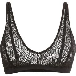 Biustonosz z trójkątnymi miseczkami bonprix czarny. Czarne biustonosze sportowe damskie bonprix, w paski, z koronki. Za 27,99 zł.