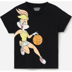 Bawełniany t-shirt Króliczka Lola - Czarny. Czarne t-shirty damskie Reserved, bez wzorów, z bawełny, bez kołnierzyka. Za 39,99 zł.