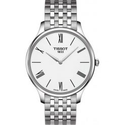 PROMOCJA ZEGAREK TISSOT T-Classic T063.409.11.018.00. Białe zegarki męskie TISSOT, ze stali. W wyprzedaży za 1346,40 zł.